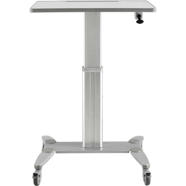 Global Industrial Sit-Stand Mobile Desk With Tablet Slot, 31-1/2W x 23-5/8D, 29-1/2 to 45-1/4H, Gray/Silver 436968
